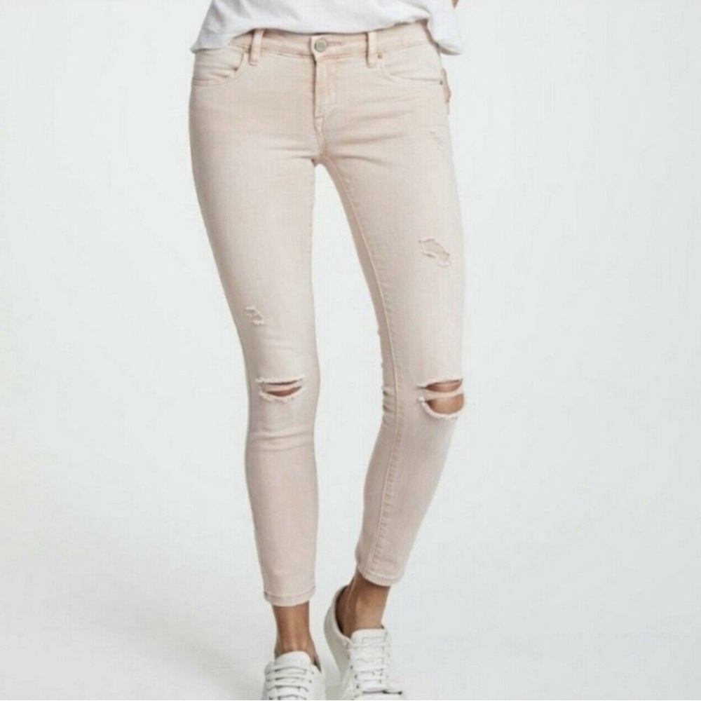 Blank NYC Blush Pink Intro Skinny Jeans Ripped Knees Stretch Denim Size 27
